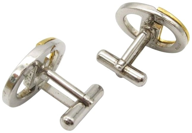 Gucci Interlocking G Cufflinks Gold Silver Tone Two-Tone Men 0.7x0.8in Used