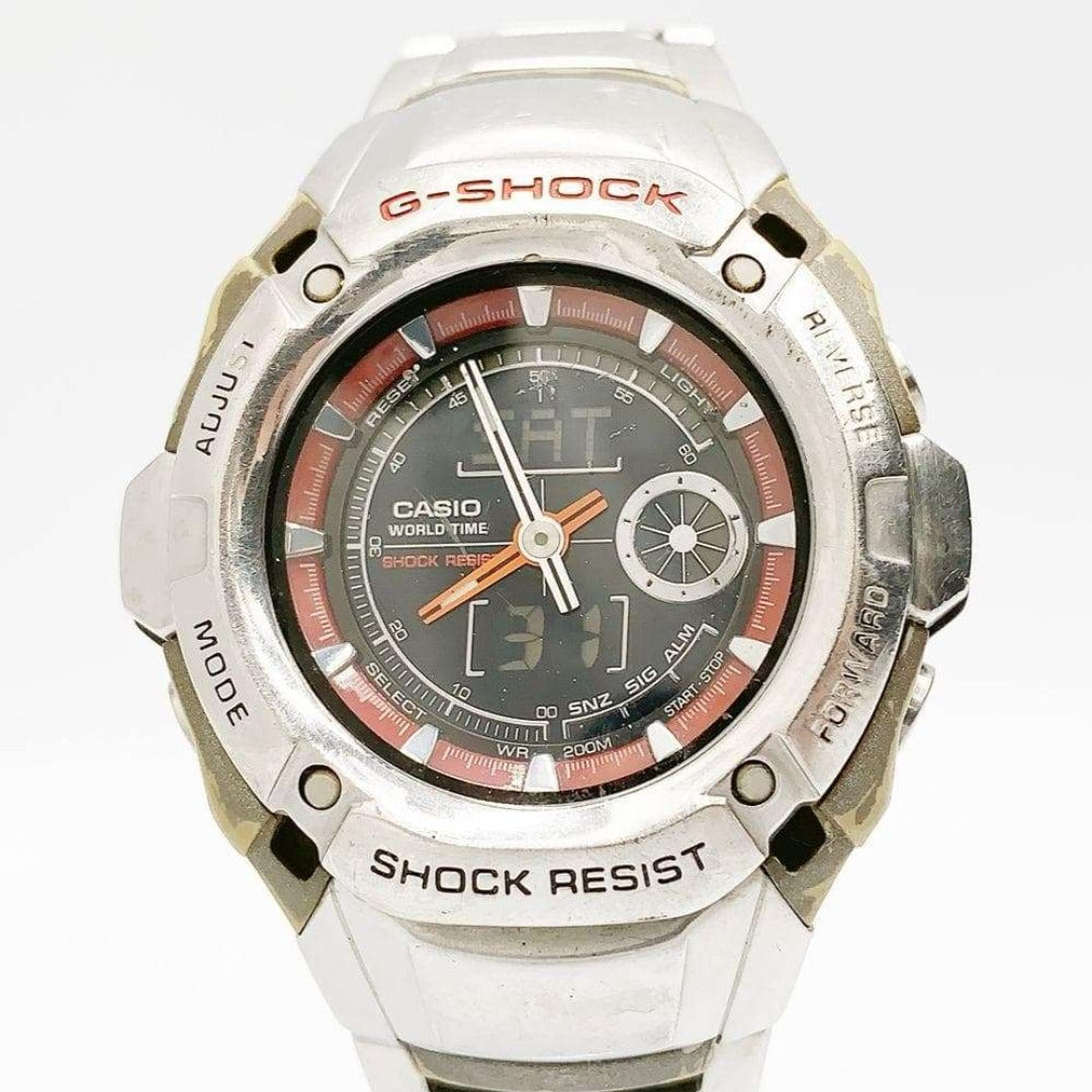 CASIO G-SHOCK G-520D-3AVDR Y2K World Time Mens Watch Silver Stainless Steel