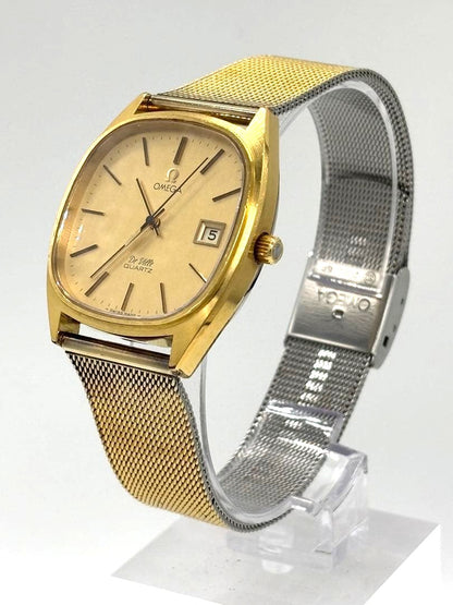 Omega De Ville Quartz 192.0034 Cal.1342 Gold Dial Date Mens Watch Swiss 34mm