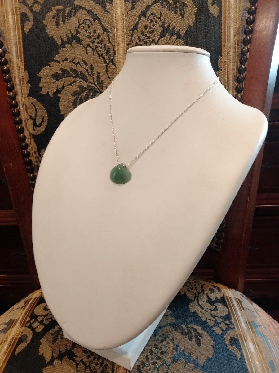 Tiffany & Co Jade Pendant Necklace Green Sterling Silver Chain 40cm(15.7") New