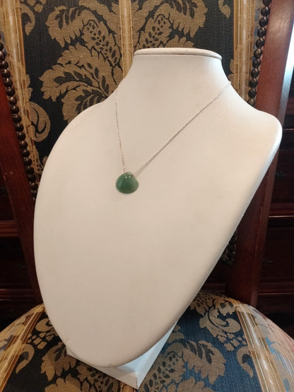 Tiffany & Co Jade Pendant Necklace Green Sterling Silver Chain 40cm(15.7") New