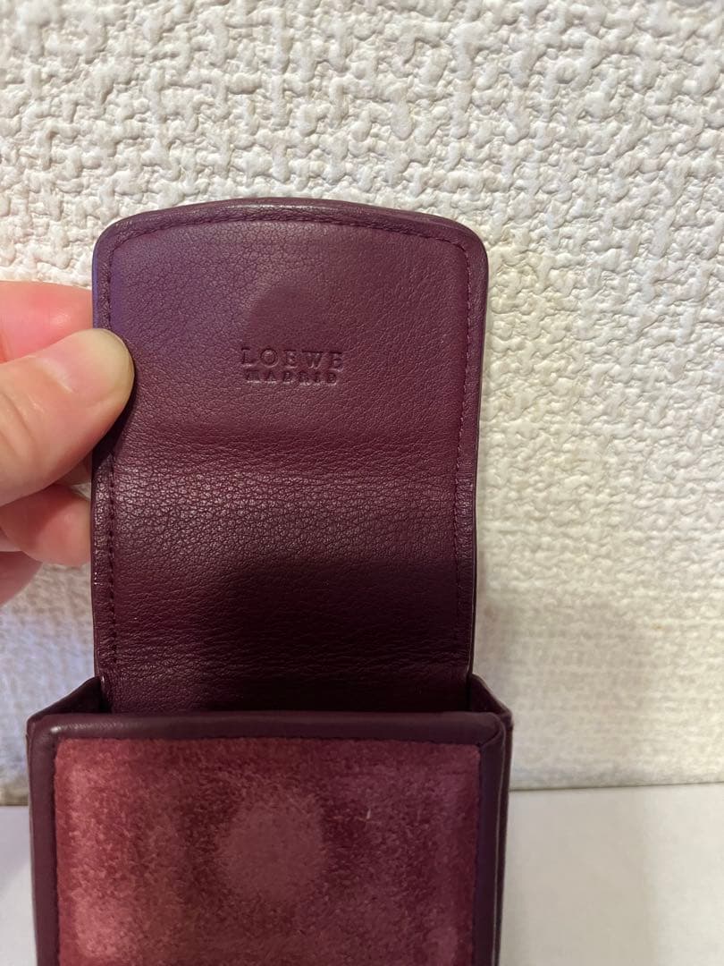 LOEWE Anagram Wine Red Suede Cigarette Case Vintage