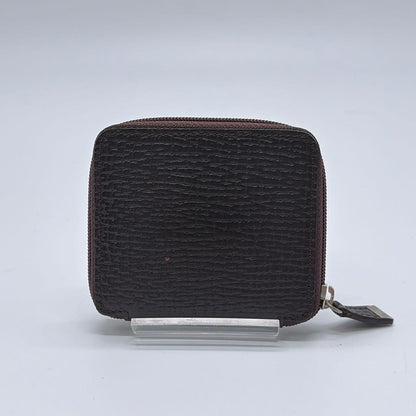 Loewe Dark Brown Leather Zip Around Coin Case 8.5 x 7.5cm 3.3 x 2.9in