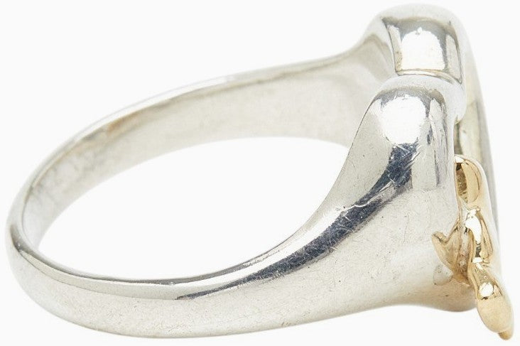Tiffany & Co Heart Ribbon Ring SV925 Silver 18K Yellow Gold Size US5 EU50 Used