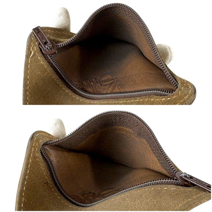 Loewe Anagram Brown Suede Leather Coin Case Coin Purse 10 x 9cm 3.9 x 3.5in