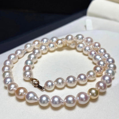 Akoya Pearl Necklace Baroque 7.0-7.5mm White Pink K14 Gold Clasp 41cm 16.1in