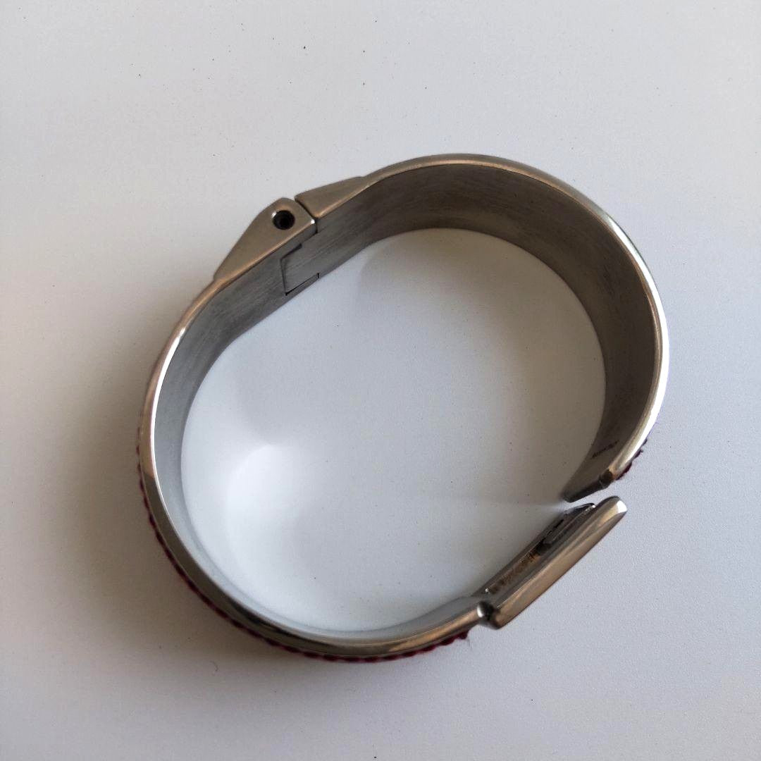 Gucci G Logo Bangle Bracelet Bordeaux Patent Leather Silver Tone Hardware 2.6in
