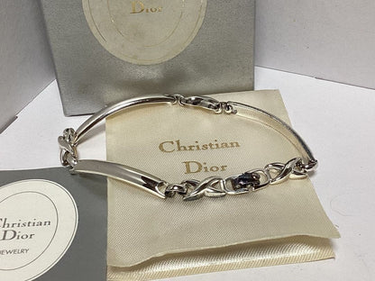 Christian Dior X Link Silver Tone Metal Bracelet Bangle