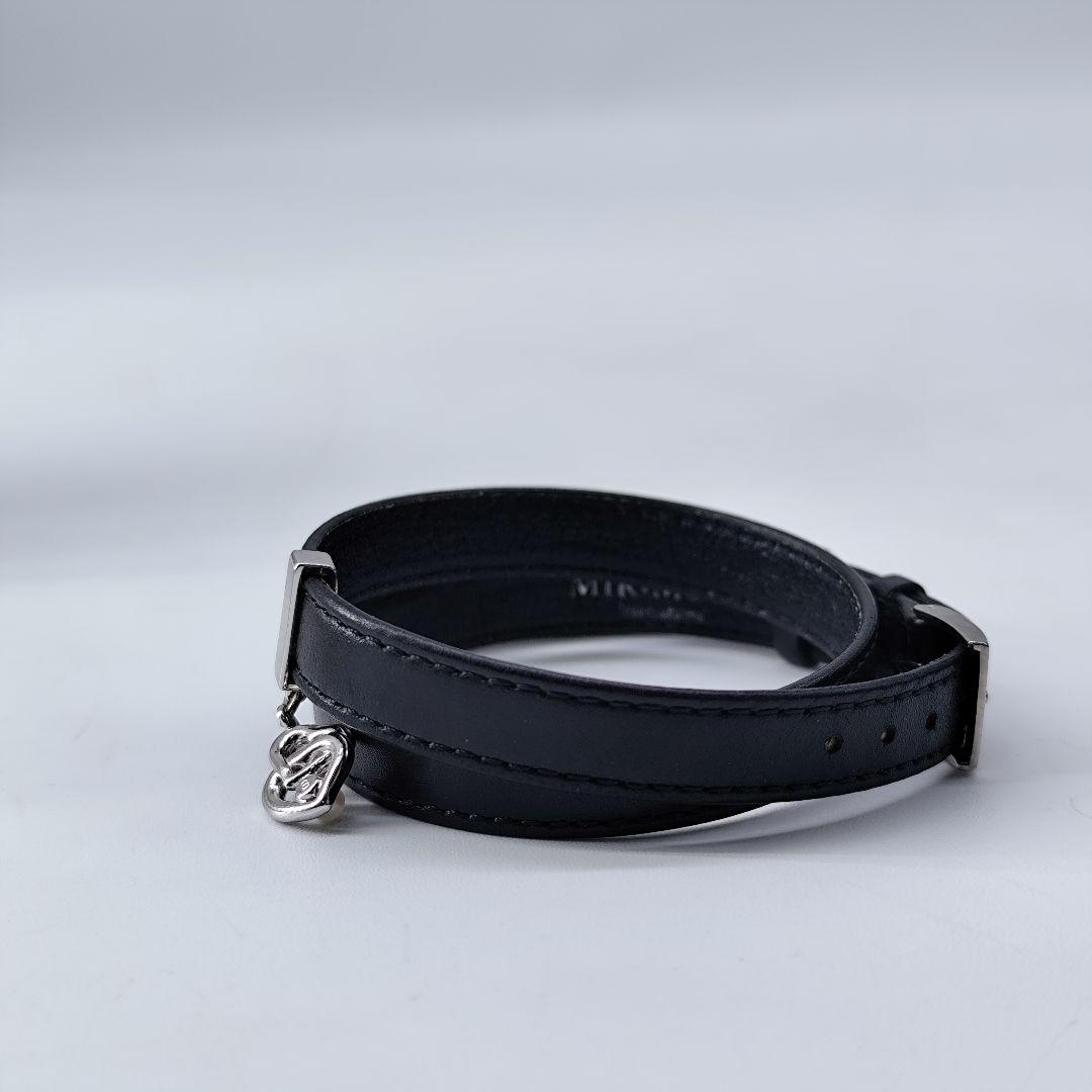 Mikimoto Leather Bracelet Bangle Silver Pearl Heart Charm 41cm Adjustable