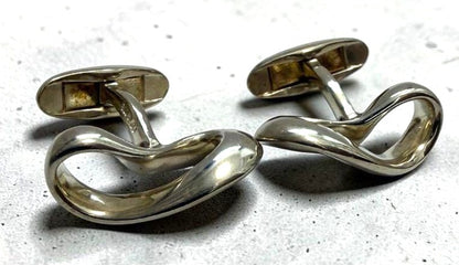 Georg Jensen Infinity Ribbon Cufflinks Sterling Silver 925 Vintage Men's Used
