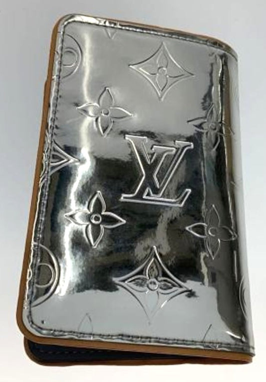 Louis Vuitton Pocket Organizer Slender LV Mirror Silver M80805 France Auth Used