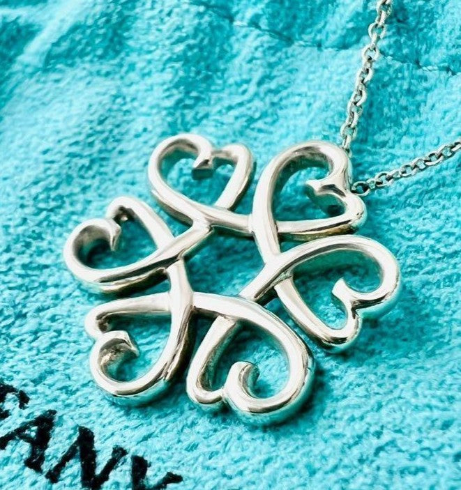 Excellent Tiffany & Co Silver 925 Six Loving Heart Medallion Pendant Picasso