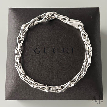 GUCCI Tom Ford Sterling Silver 925 Infinity Link Chain Bracelet Italy18cm VTG