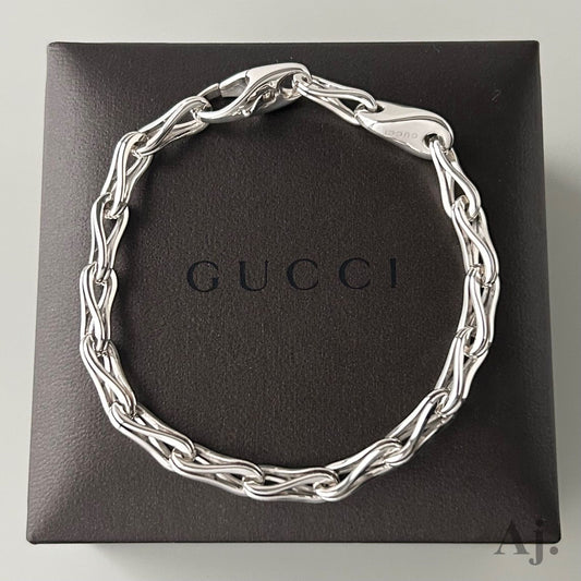GUCCI Tom Ford Sterling Silver 925 Infinity Link Chain Bracelet Italy18cm VTG