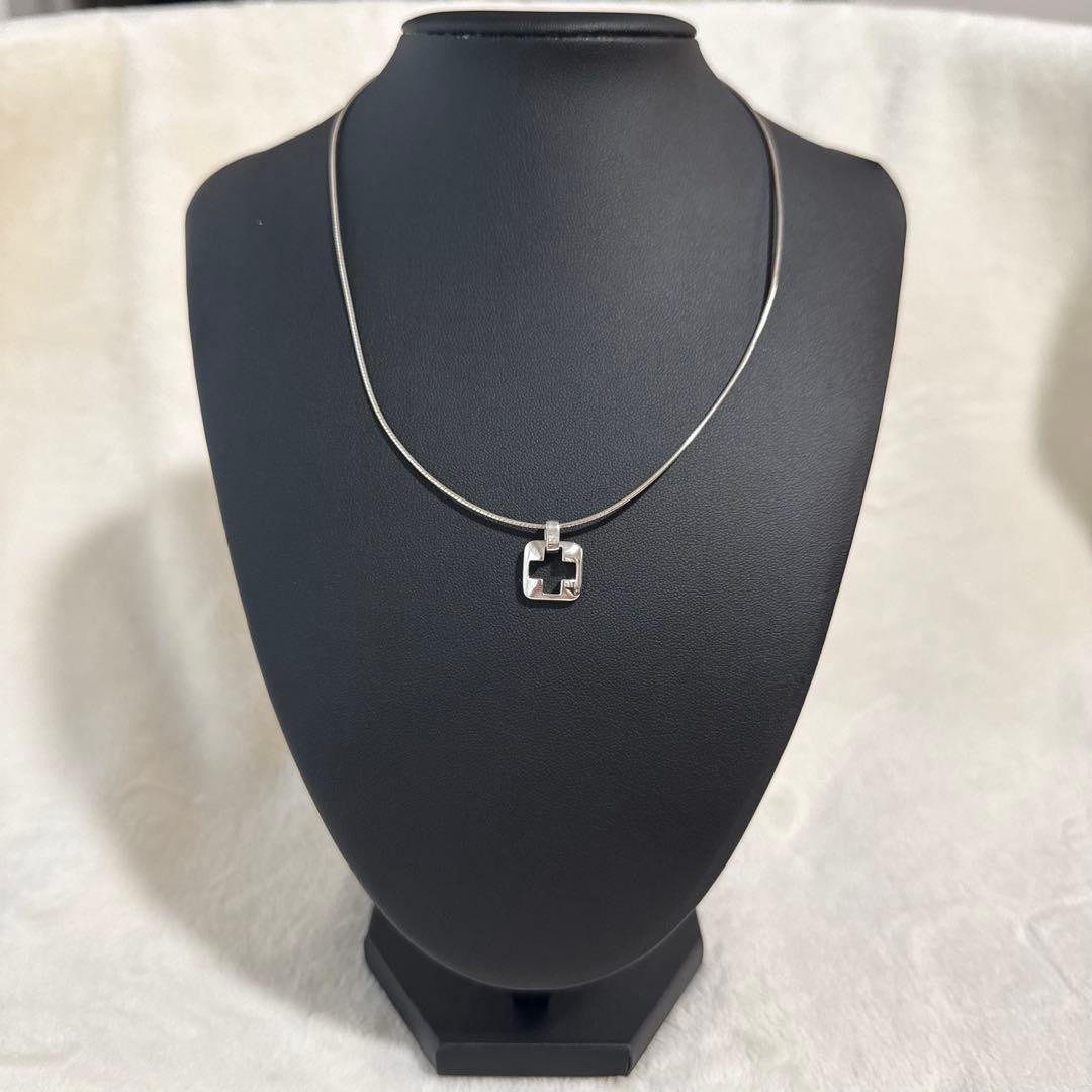 Tiffany & Co. Piastrelle Cross Necklace Silver SV925 Square Pendant Rare Used