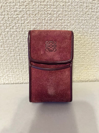 LOEWE Anagram Wine Red Suede Cigarette Case Vintage