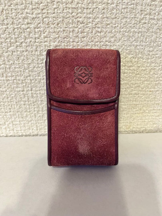 LOEWE Anagram Wine Red Suede Cigarette Case Vintage