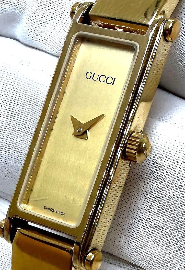 Gucci 1500L Bangle Watch Gold Dial Swiss Made Quartz Ladies 16cm(6.3in)
