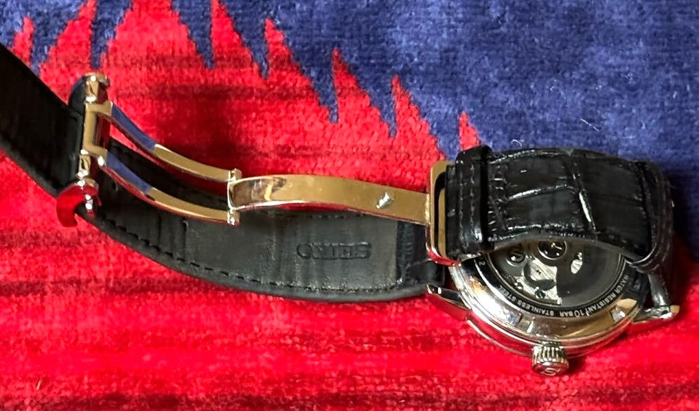 SEIKO Presage SARX025 6R15 Automatic 23J Black Dial Gold Tone Watch Japan Used