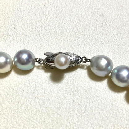 Akoya Pearl Necklace Blue Gray 9.0mm 37cm 14.6in Silver Clasp Certificate Japan