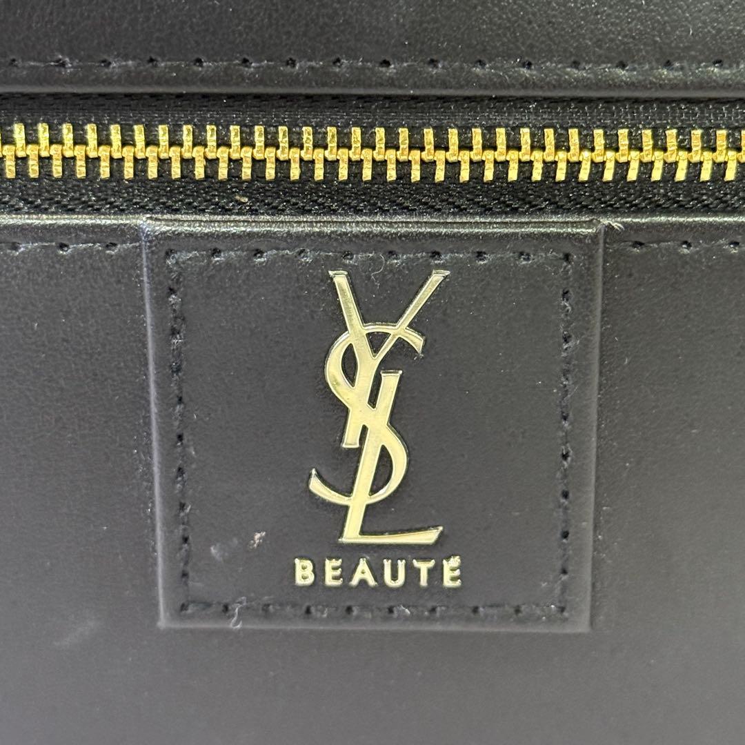 Yves Saint Laurent YSL Beaute Black Gold Tone Vanity Pouch Cosmetic Pouch