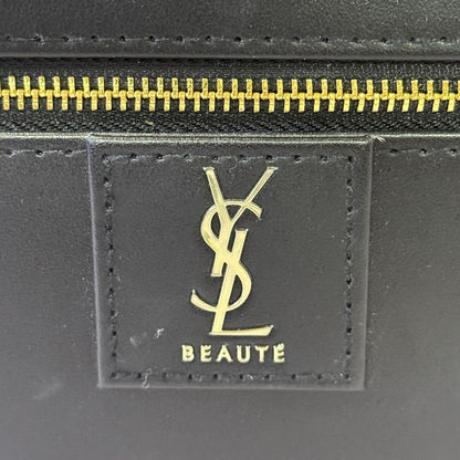 Yves Saint Laurent YSL Beaute Black Gold Tone Vanity Pouch Cosmetic Pouch