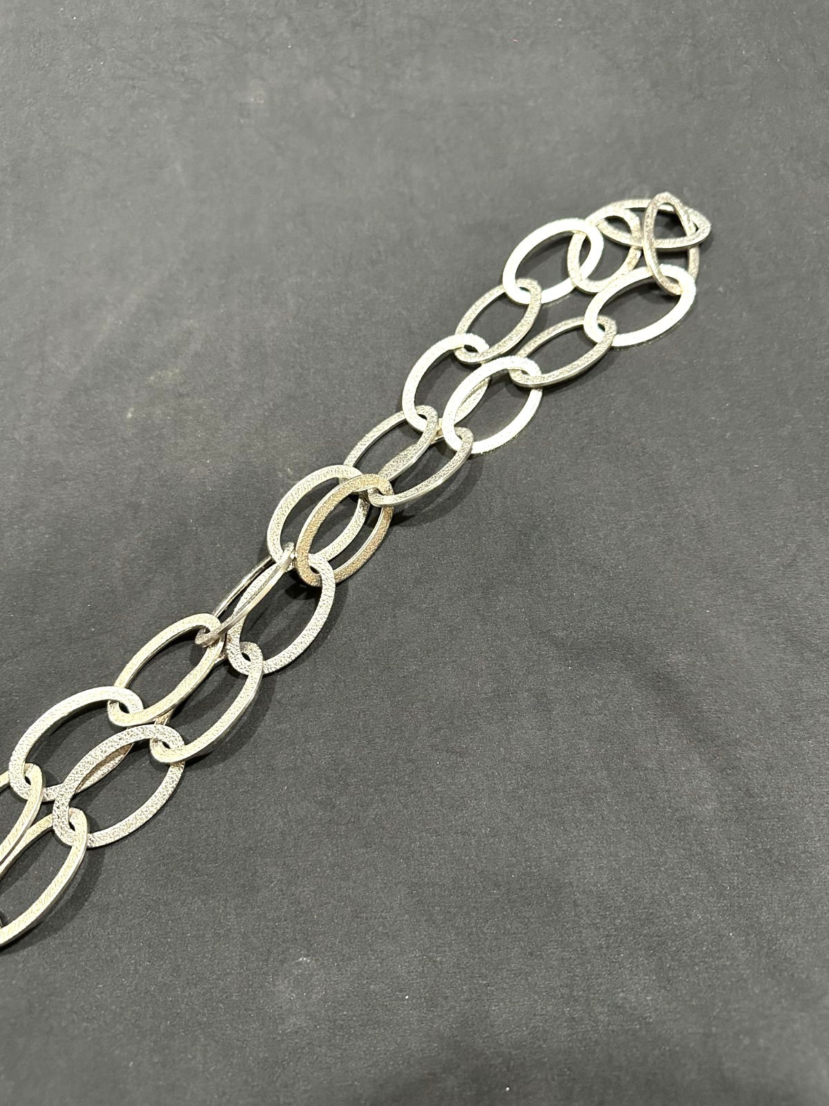 DOLCE & GABBANA Chain Necklace Silver Tone DJ0821 Logo Circle Ring Charm 50cm