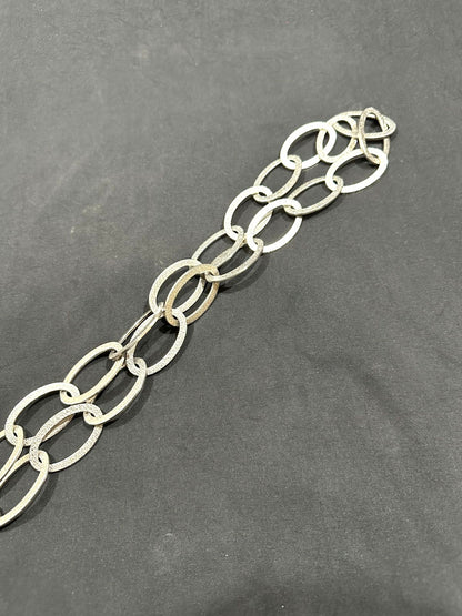 DOLCE & GABBANA Chain Necklace Silver Tone DJ0821 Logo Circle Ring Charm 50cm