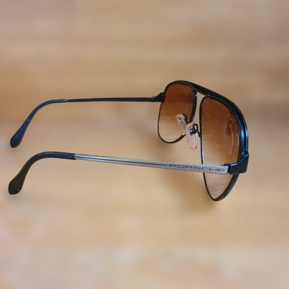 Porsche Design Aviator Sunglasses Gold Frame Brown Gradient Lens Metal Vintage