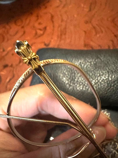 Chrome Hearts Vagabond Clear Glasses Gold Metal Round Frame Authentic Japan Used