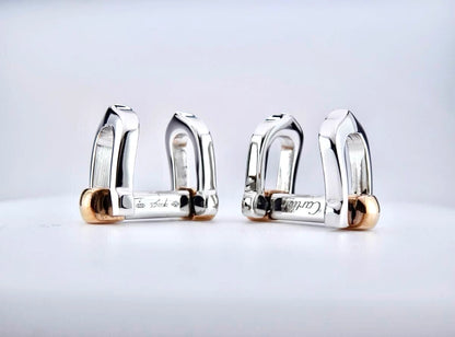 Cartier Long C Cufflinks Silver 925 Gold Two-Tone Metal Authentic Japan Used