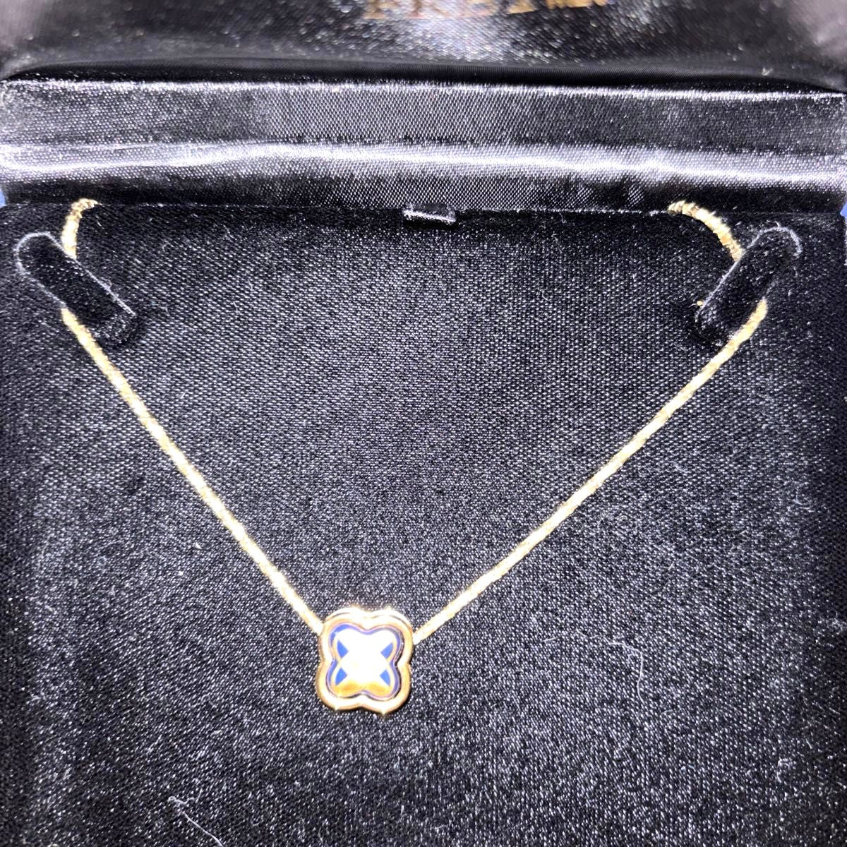 Michaela Frey Wien Clover Pendant Necklace Gold Blue Enamel Vienna FREYWILLE