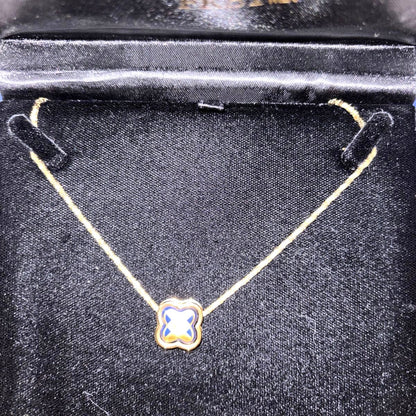 Michaela Frey Wien Clover Pendant Necklace Gold Blue Enamel Vienna FREYWILLE