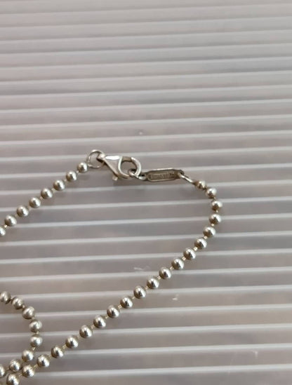 Tiffany & Co Atlas Dog Tag Pendant Necklace Silver 925 Ball Chain Authentic
