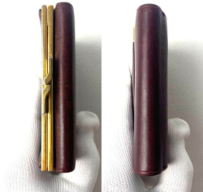 Cartier Must de Cartier Trifold Coin Wallet Bordeaux Leather Gold HW Authentic