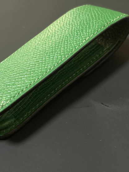HERMES Gum Case Lip Multi Pouch Leather Green Gold Hardware Epsom Authentic