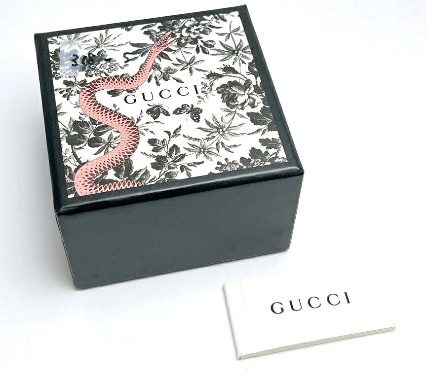 GUCCI Cat Ribbon Bow Pearl Earrings Antique Gold Tone Faux Pearl Stud Authentic