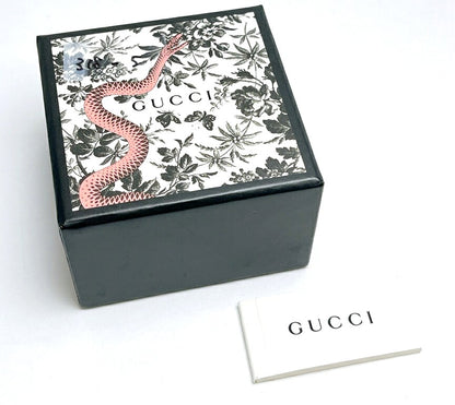 GUCCI Cat Ribbon Bow Pearl Earrings Antique Gold Tone Faux Pearl Stud Authentic