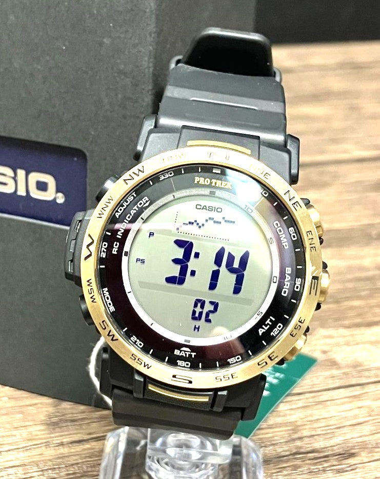 Casio Pro Trek PRW-35YC-1JF Climber Line Digital Watch Black Gold Solar Used Box