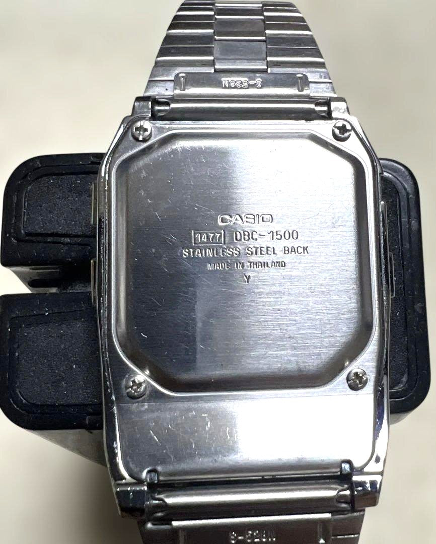 CASIO Data Bank DBC-1500 Calculator Watch Silver Stainless Steel Thailand Rare