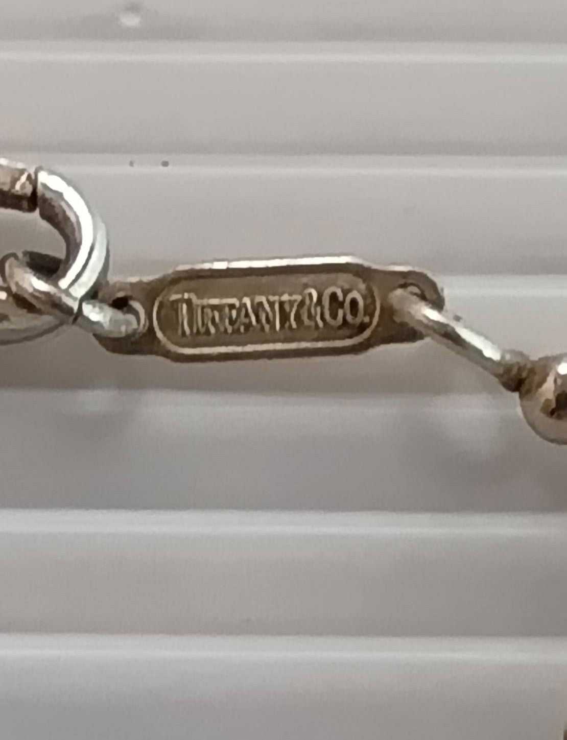Tiffany & Co Atlas Dog Tag Pendant Necklace Silver 925 Ball Chain Authentic