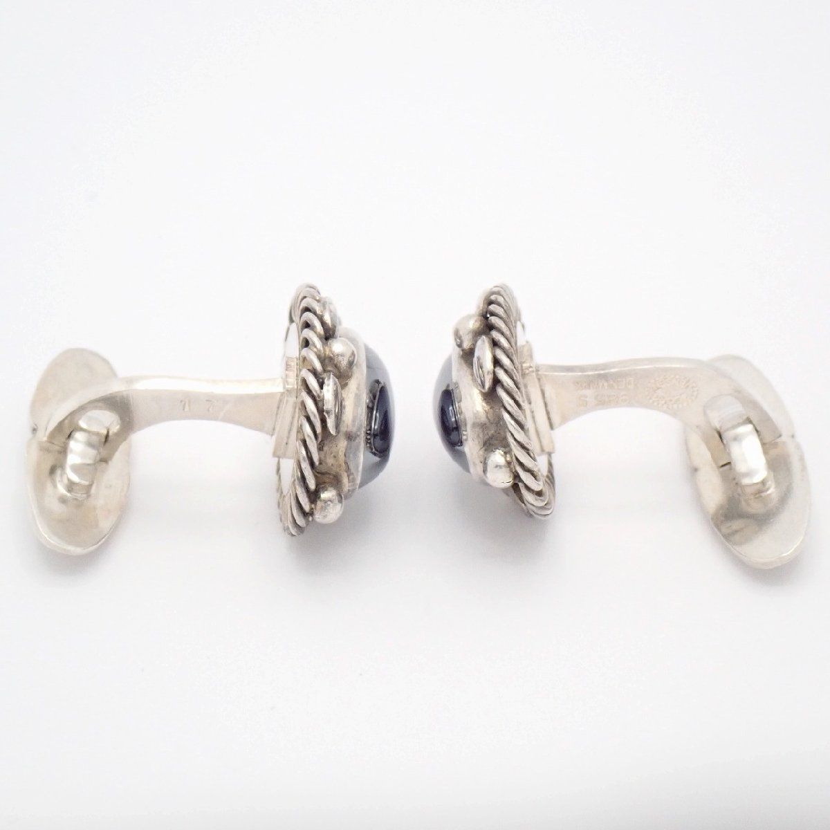 GEORG JENSEN Sterling Silver 925 Cufflinks Hematite Oval Design No.17 Denmark