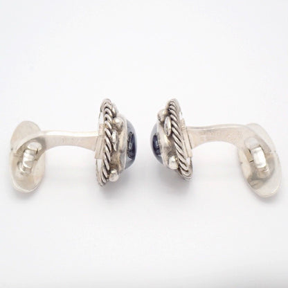 GEORG JENSEN Sterling Silver 925 Cufflinks Hematite Oval Design No.17 Denmark