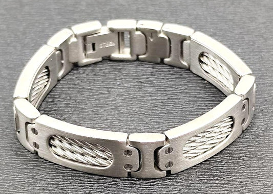 CHARRIOL Cable Bracelet Bangle Silver Stainless Steel Unisex Box 16.5cm 6.5in