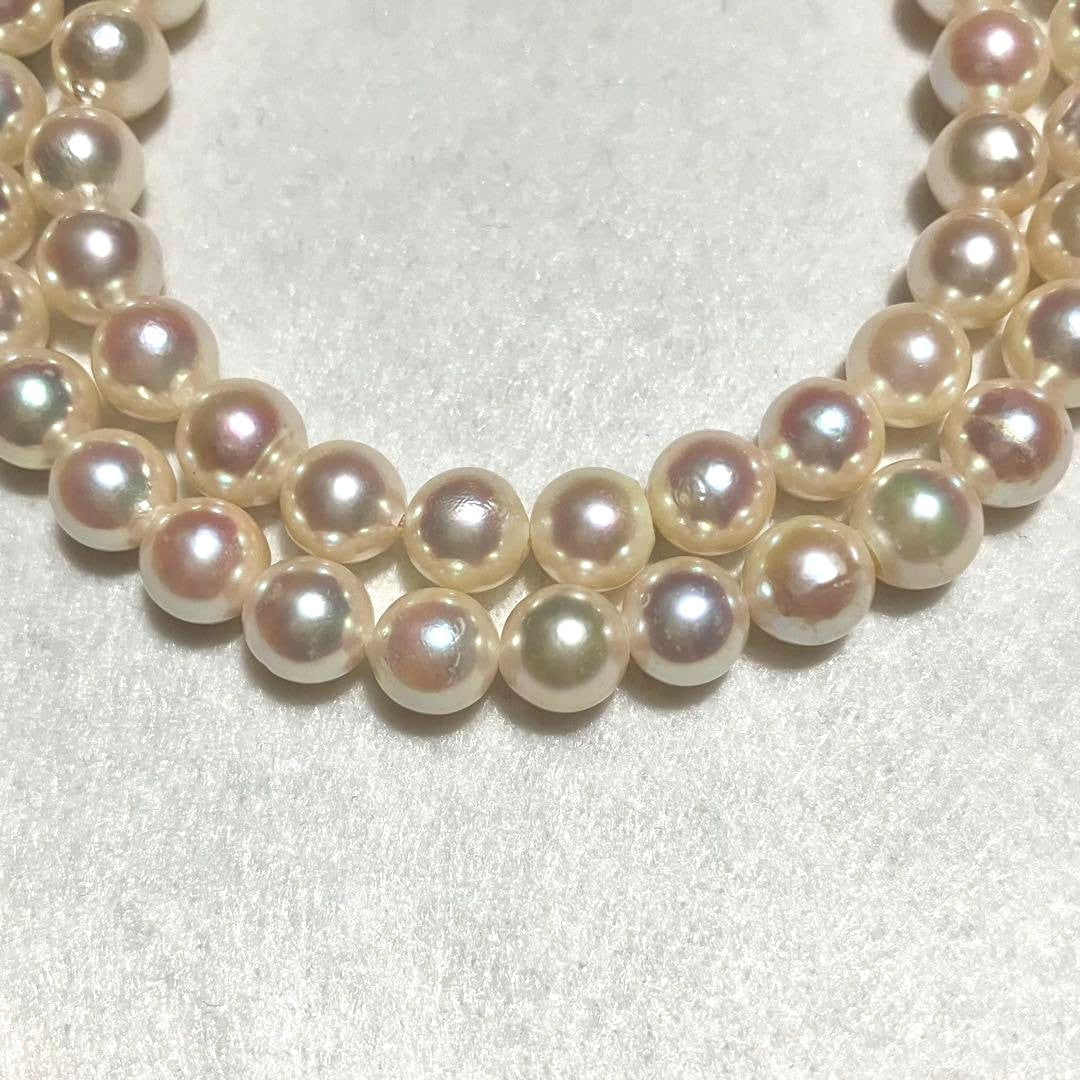 Akoya Pearl Necklace White 7.0-7.5mm Silver Flower Clasp 42cm 16.5in Japan