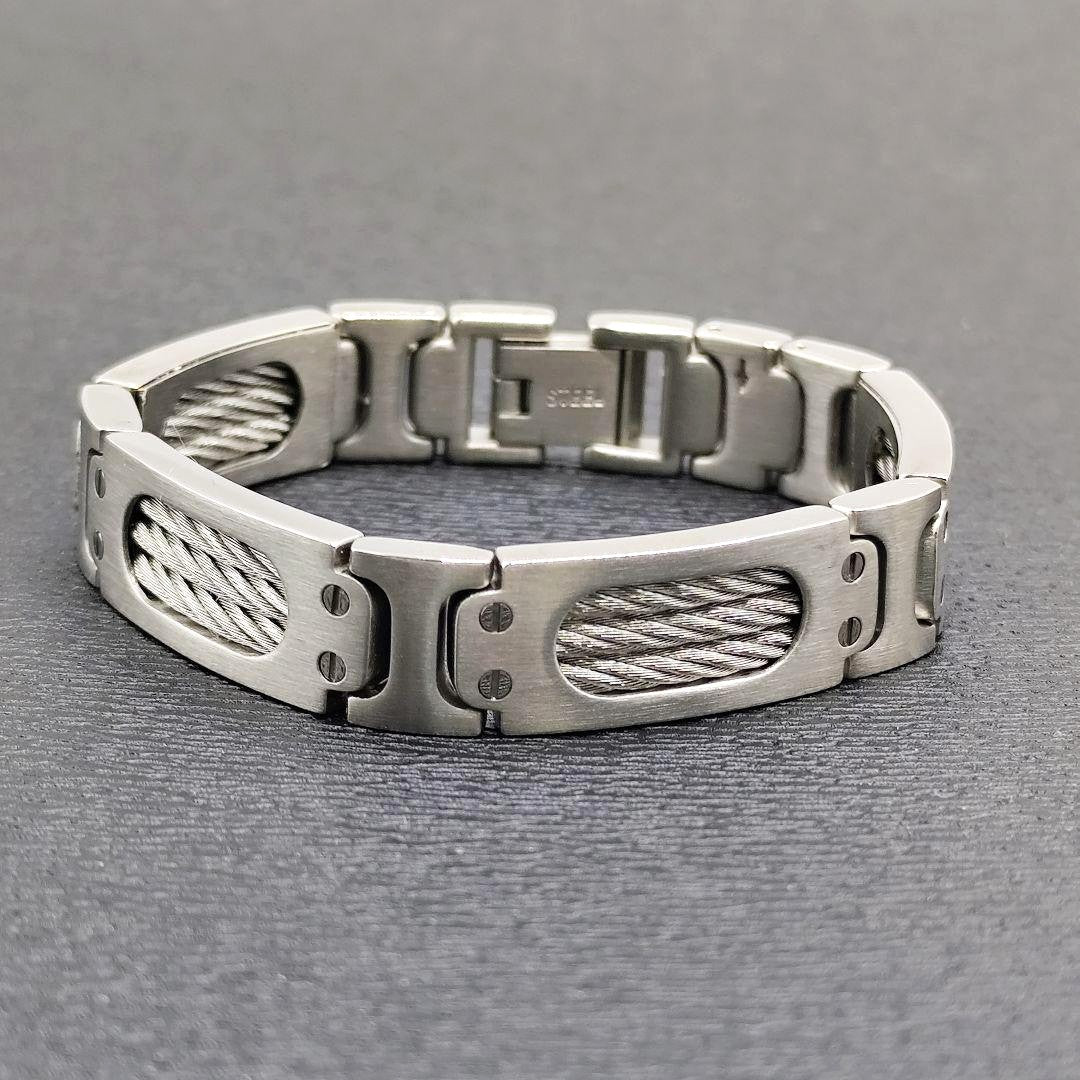 CHARRIOL Cable Bracelet Bangle Silver Stainless Steel Unisex Box 16.5cm 6.5in