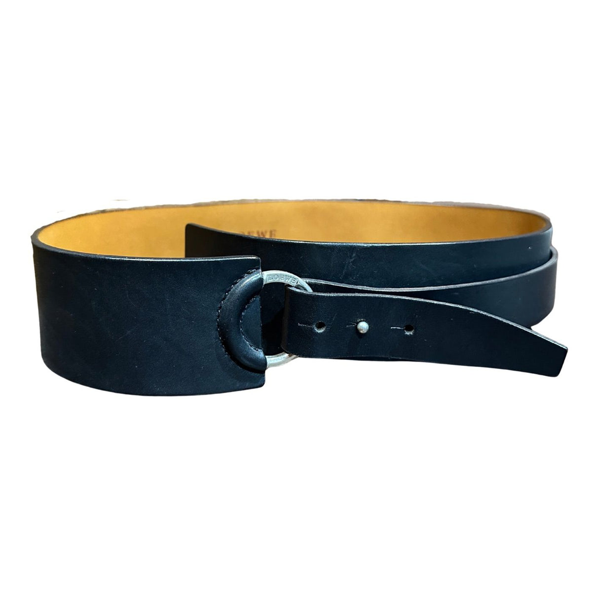 Loewe Black Leather Belt Size 44 / 75 L 83cm 32.7"  W 6cm 2.4"