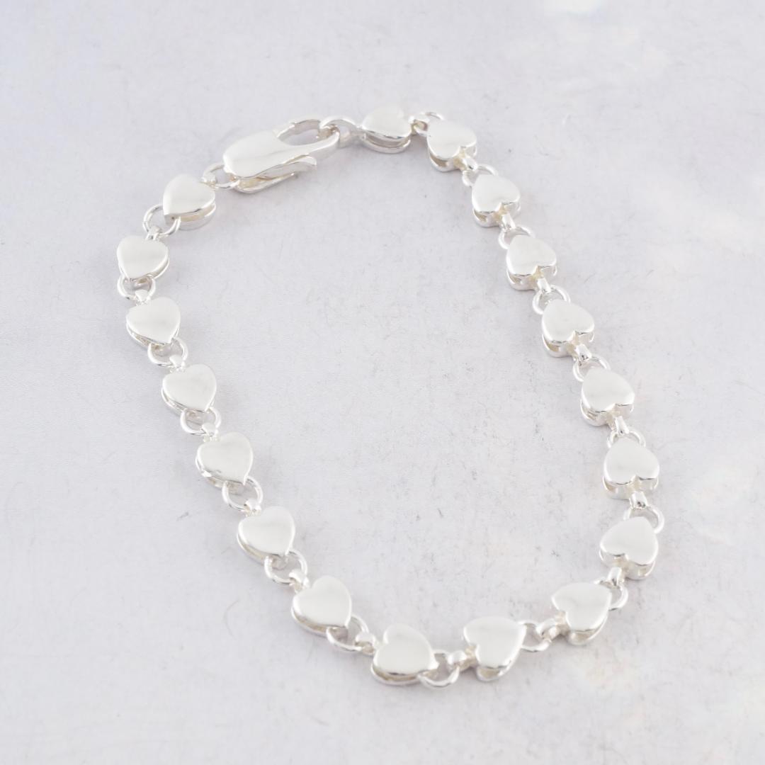 Excellent Tiffany & Co Sterling Silver 925 Puff Heart Bracelet L 16.2cm 6.3in