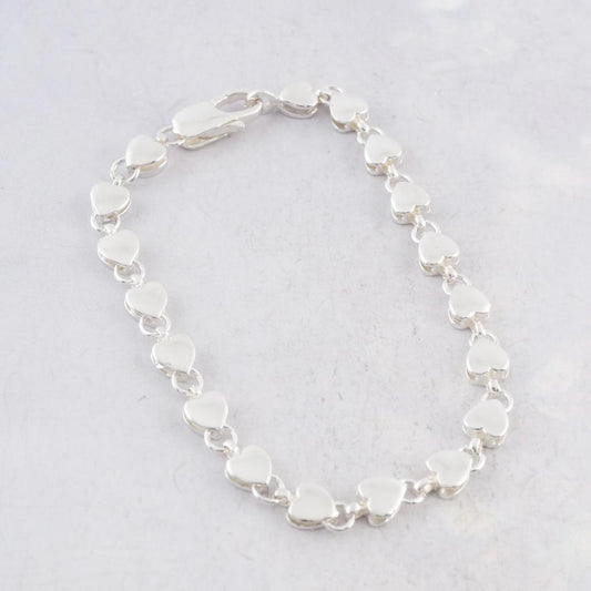Excellent Tiffany & Co Sterling Silver 925 Puff Heart Bracelet L 16.2cm 6.3in
