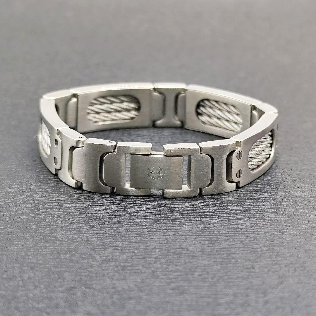 CHARRIOL Cable Bracelet Bangle Silver Stainless Steel Unisex Box 16.5cm 6.5in